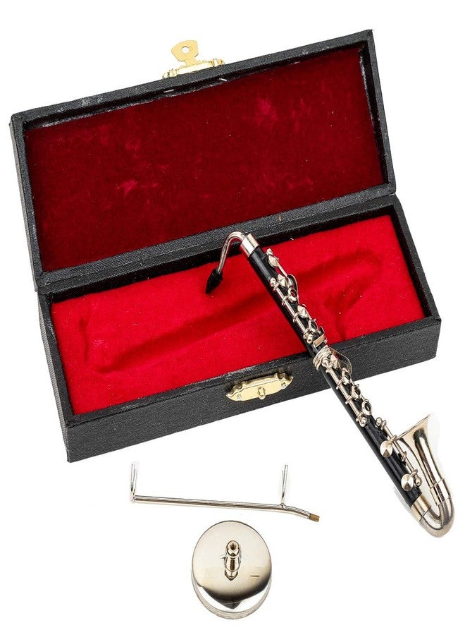 Dselvgvu Miniature Bass Clarinet with Stand and Case Mini Musical Instrument Replica Collectible Figurines Dollhouse Accessories Model Home Decorations Display Ornaments (5.12" Bass Clarinet) - Image 5